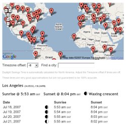 Get sunset and sunrise times for any location on Earth