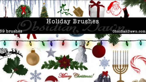 Holiday Photoshop and Gimp Brushes