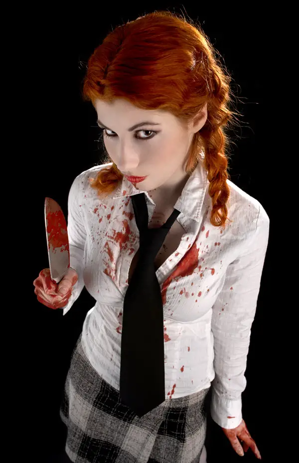 scary horror girl blood knife