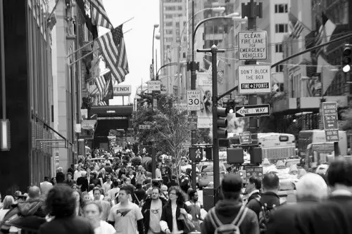 A crowded street can bring on photography fears.