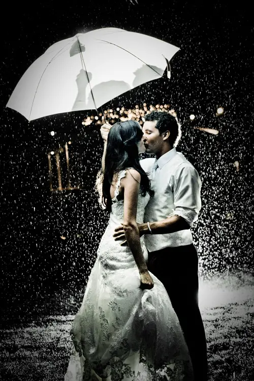 Here the lighting has been set up high above the subjects, and another light directly behind them and one in-front to bring them out of the silhouette