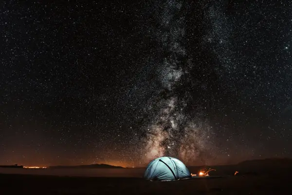 milky way over a tent