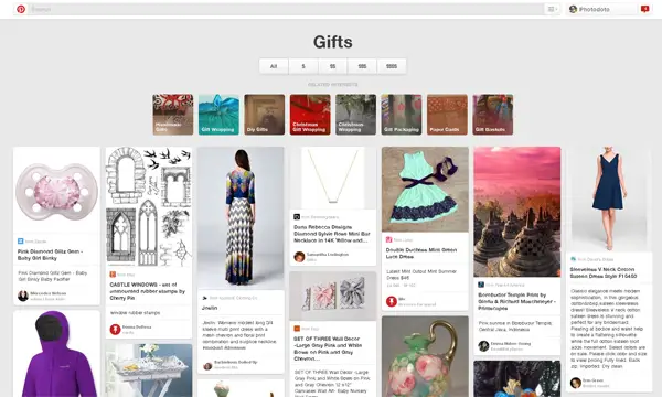 Gifts category on Pinterest