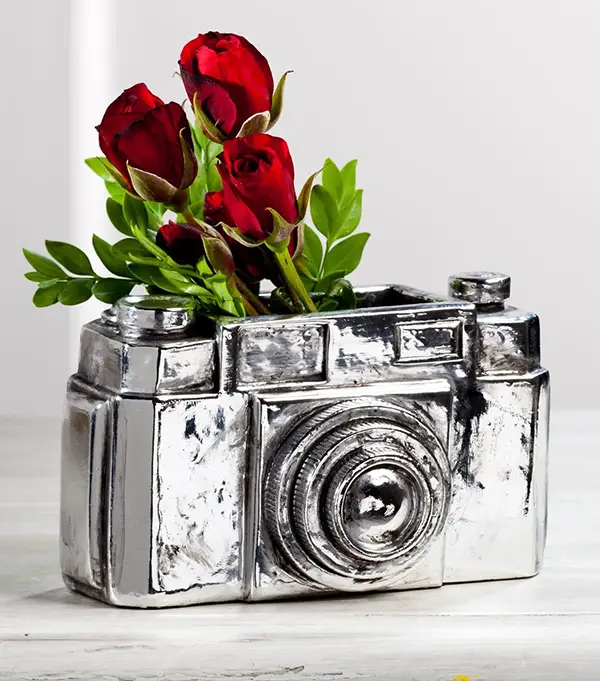 Photo Camera Vase Decor