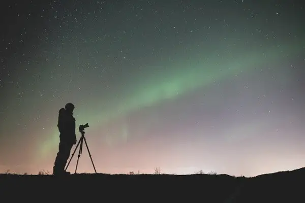 aurora borealis and silhouette