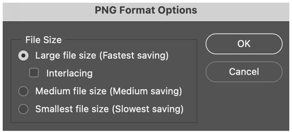 PNG format options window