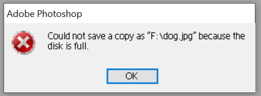 Photoshop error message