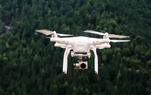 flying drone pointing its camera