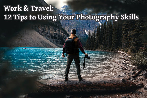 man with camera at a lake