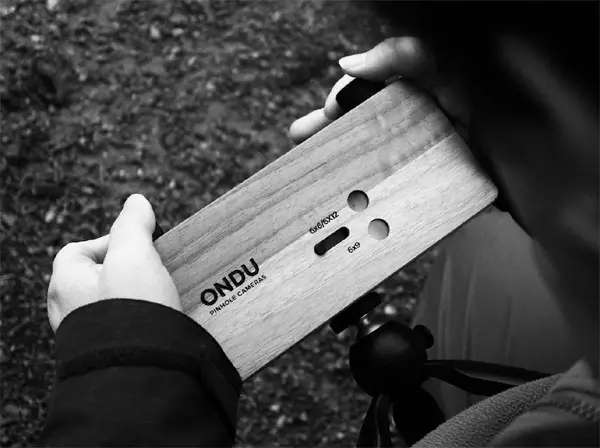 Pinhole camera held in hand