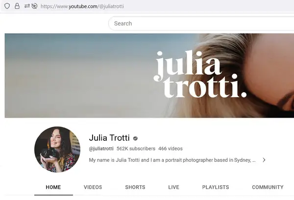 Julia Trotti youtube channel