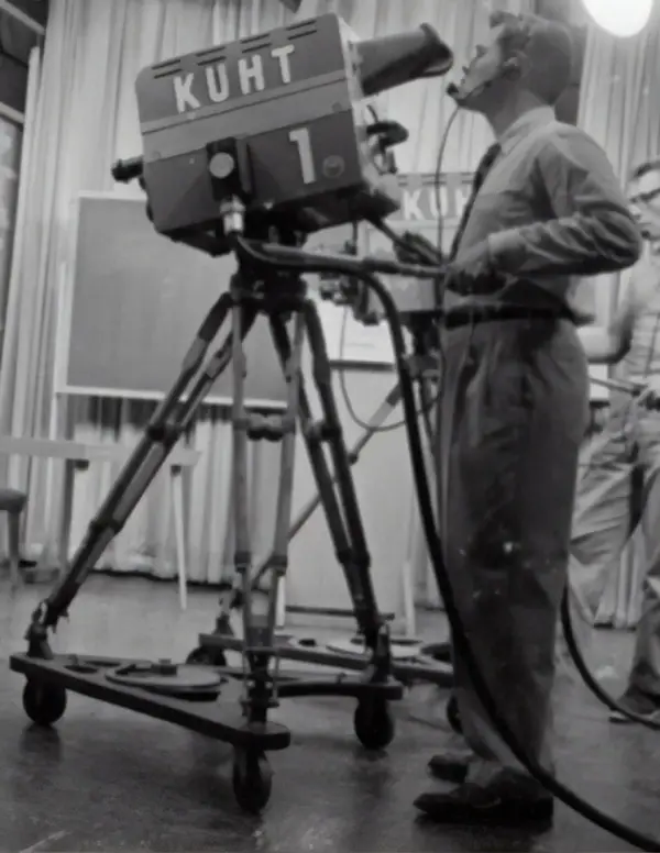 Old broadcast camera being used on a set