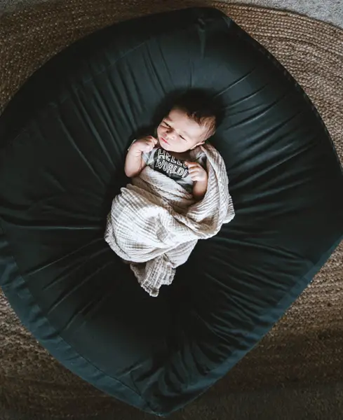 newborn in bean bag