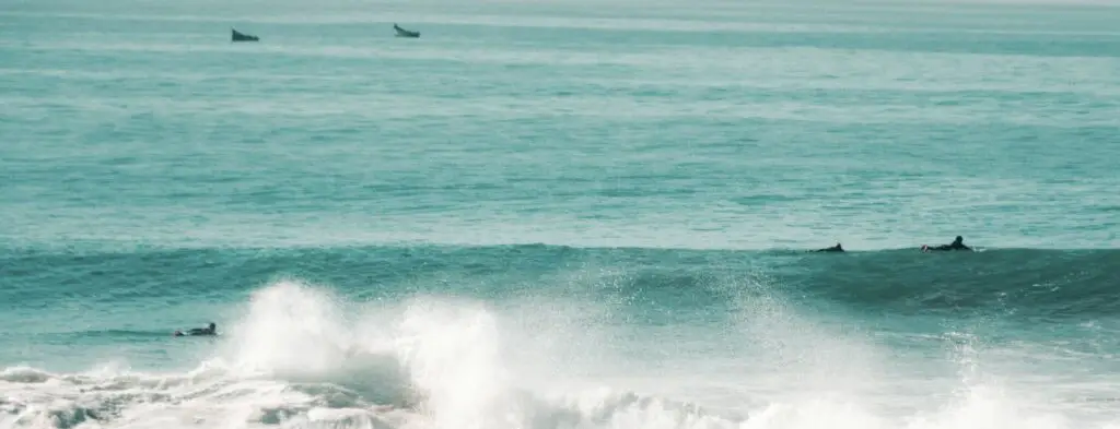 Panorama of surfers