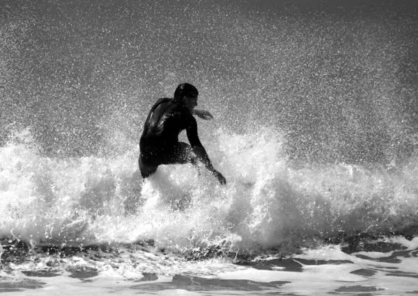 High shutter speed photo of surfer