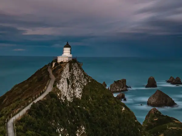 Long exposure shot of a lighthouse