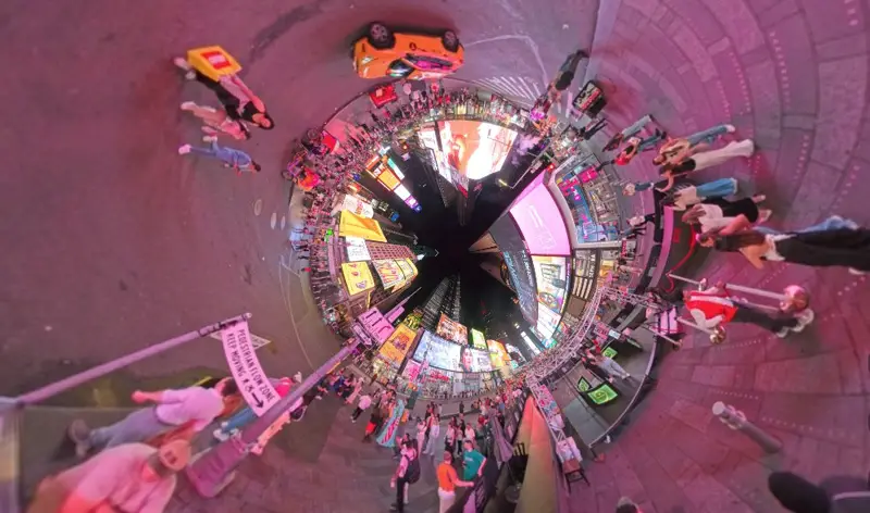 Distorted spherical image I took of Times Square